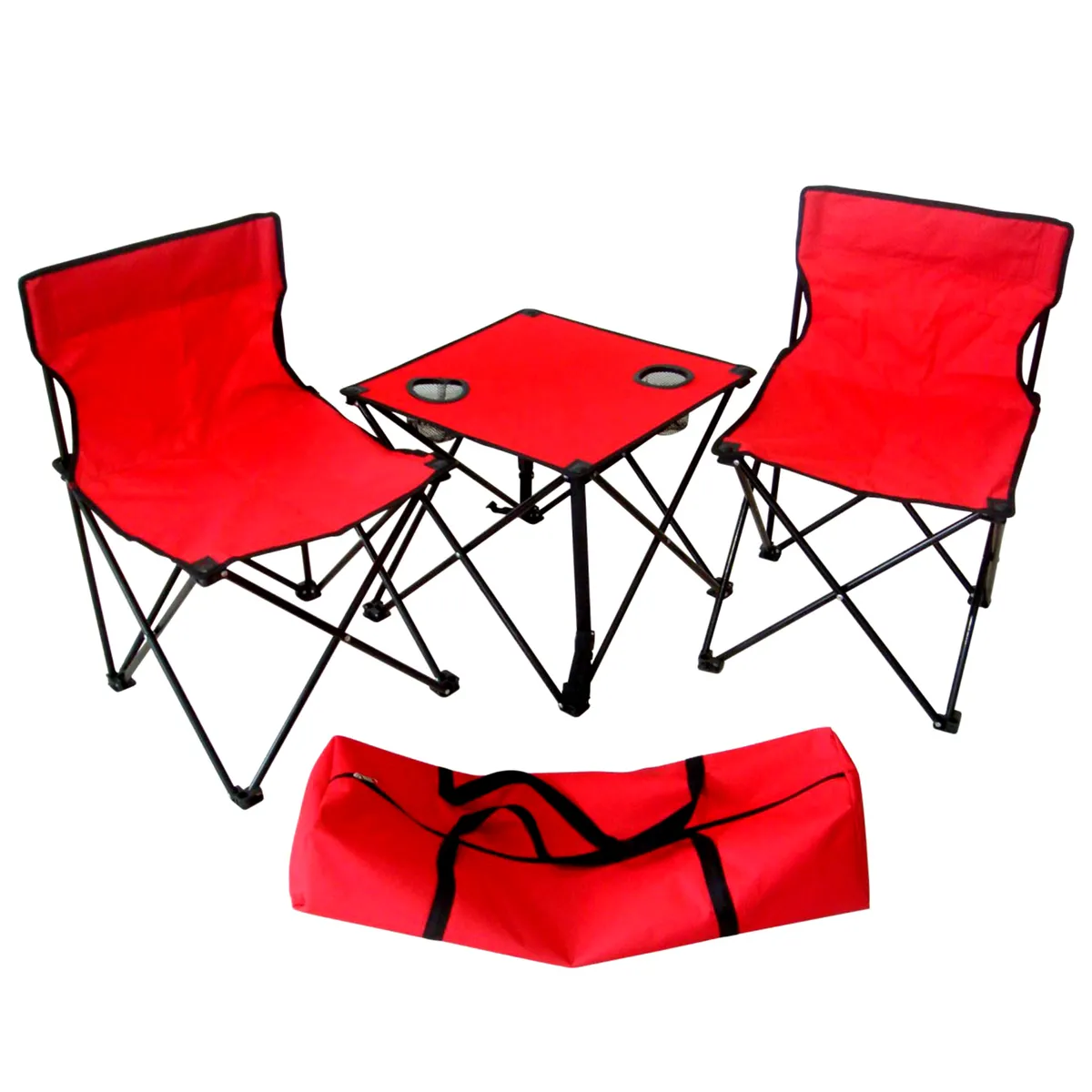 RUTTA - Set de Mesa con 2 Sillas Plegables Outdoor Rojo