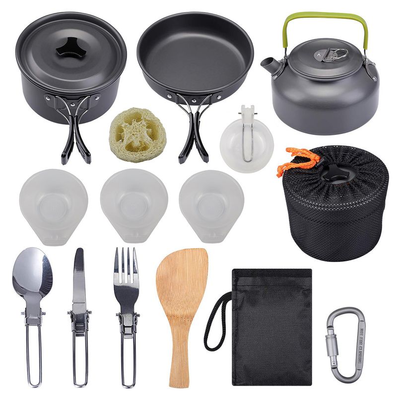 RUTTA - Set de Cocina para Camping 13 Piezas Gris