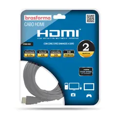 BRASFORMA - Cable HDMI 2 metros 4k 2.0V 3D Ready ARC HDMI5002