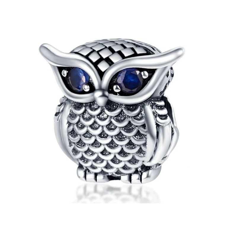SILVER HEART - Charm Lechuza Ojos Azules en Plata Fina 925 SILVER HEART