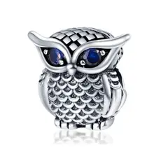 SILVER HEART - Charm Lechuza Ojos Azules en Plata Fina 925