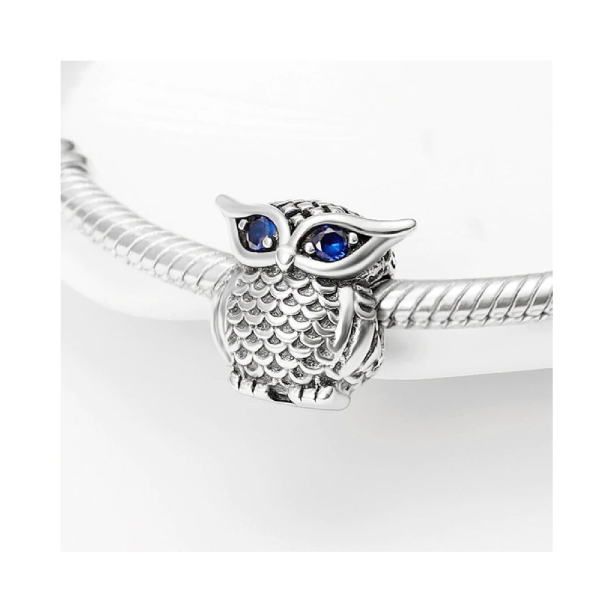 SILVER HEART - Charm Lechuza Ojos Azules en Plata Fina 925 SILVER HEART