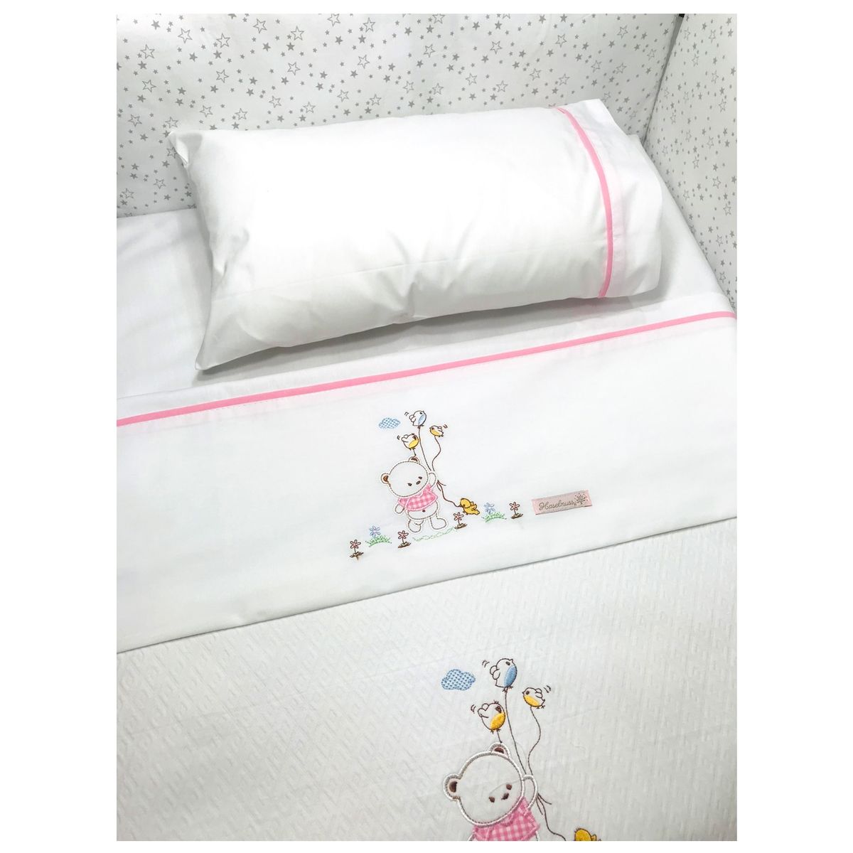 HASELNUSS - Juego de sabanas cuna colecho osita rosada