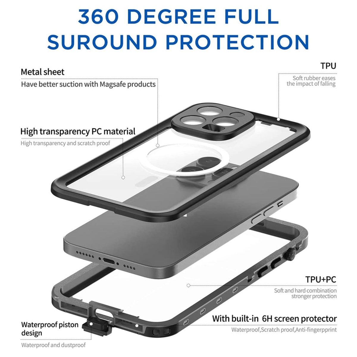XUNDD - Carcasa para Iphone 14 Pro Max Sumergible Antigolpes Outdoor