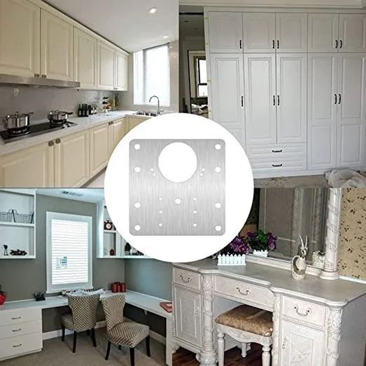 KUANGYE - 2Par De Placa De Reparacion Bisagra Mueble Tornillos Puerta