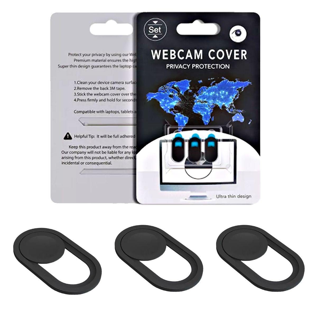 GENERICO - Tapa Webcam camara web Set de 3 unidades.
