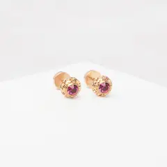 BY LAS CAYETANAS - Aros Abridores con Strass fucsia en Oro 18k
