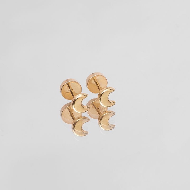 BY LAS CAYETANAS - Aros Abridores Lunitas en Oro 18k