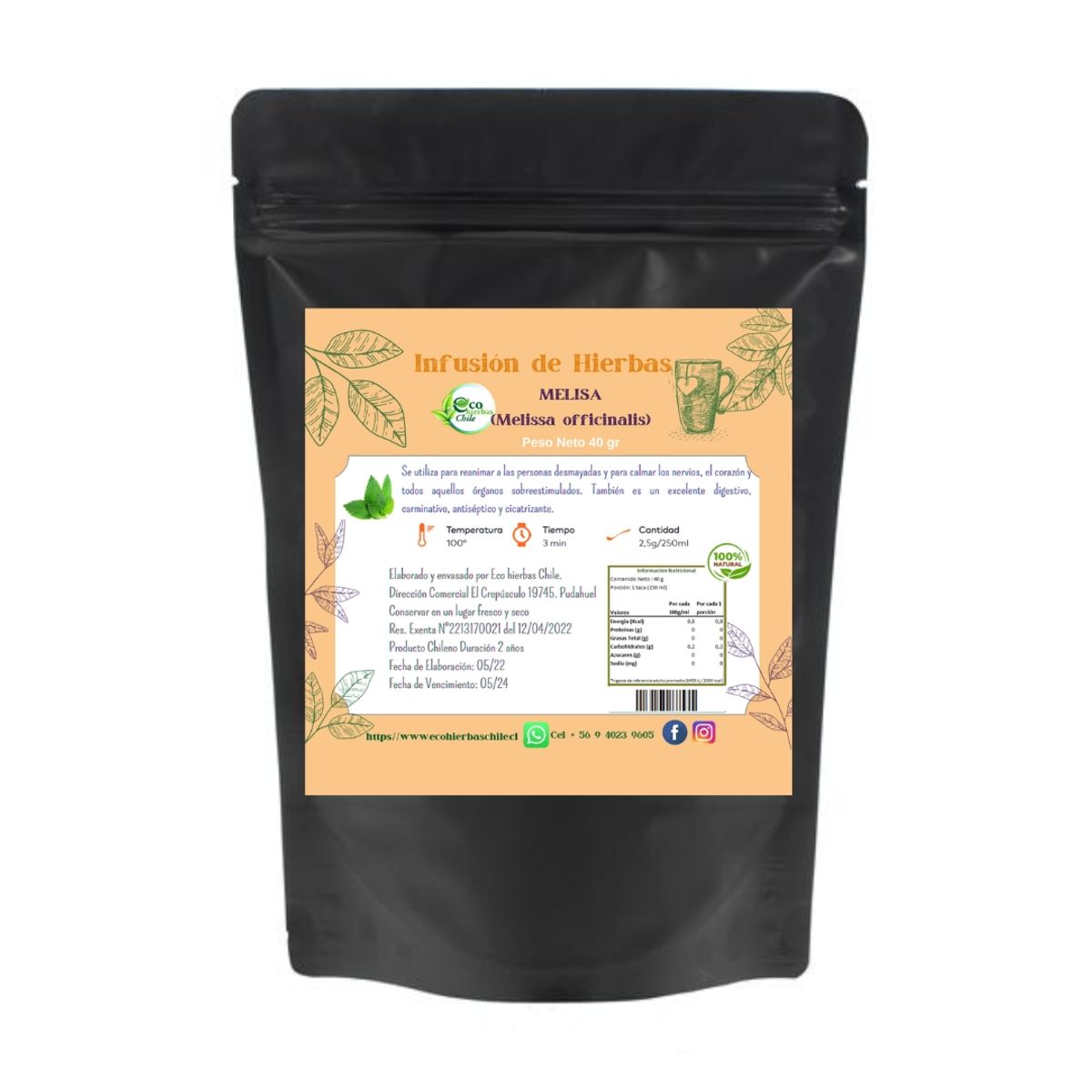 GENERICO - Hierba Natural Melisa uso en Té e Infusiones 40 gramos