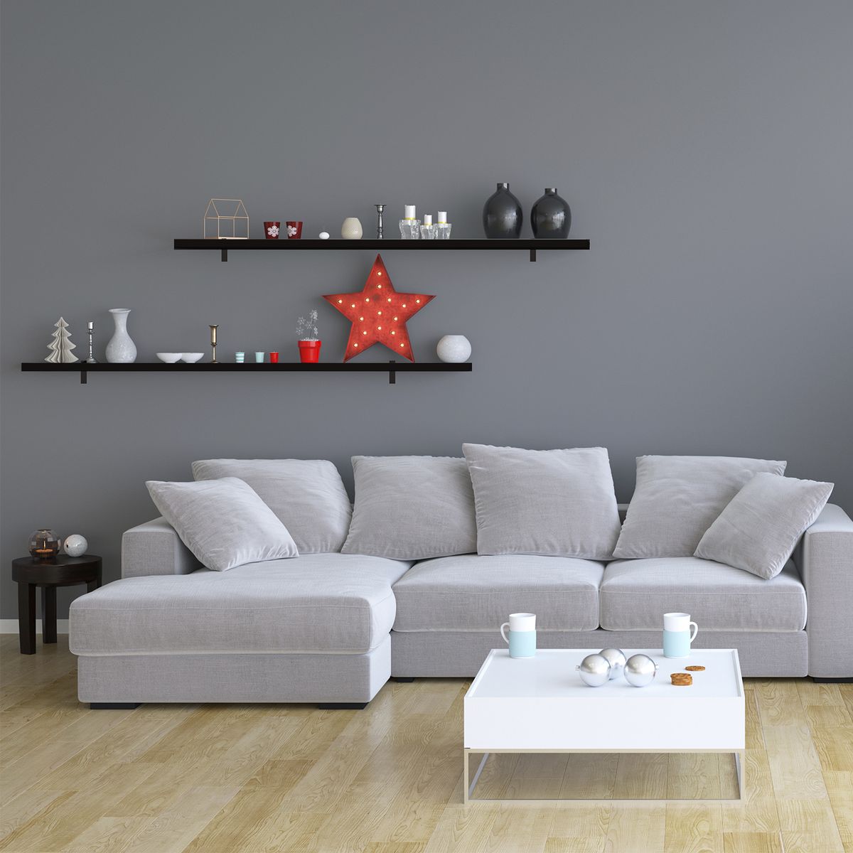 BRASFORMA - Repisa Flotante + 2 Soportes 90×25cm NEGRO KPP90x25 BRASFORMA