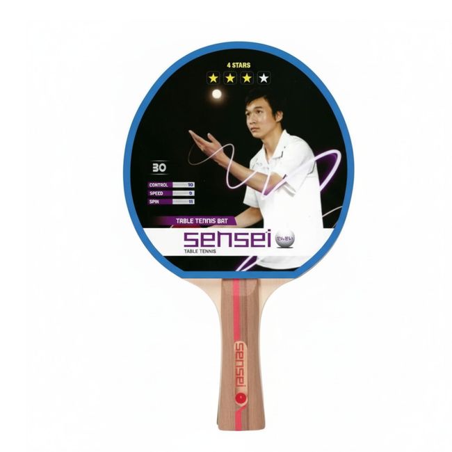 SENSEI - Paleta De Ping Pong Sensei 4 Star Negra Y Roja