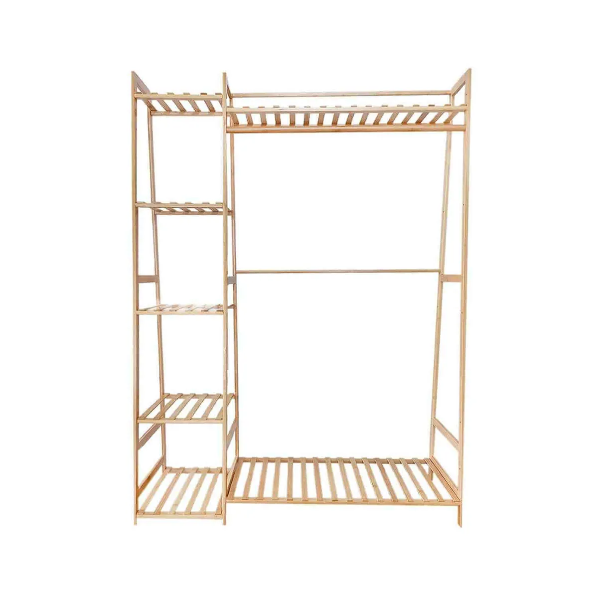 SOHOGAR - Perchero organizador de madera 5 niveles 110x40x140 cm