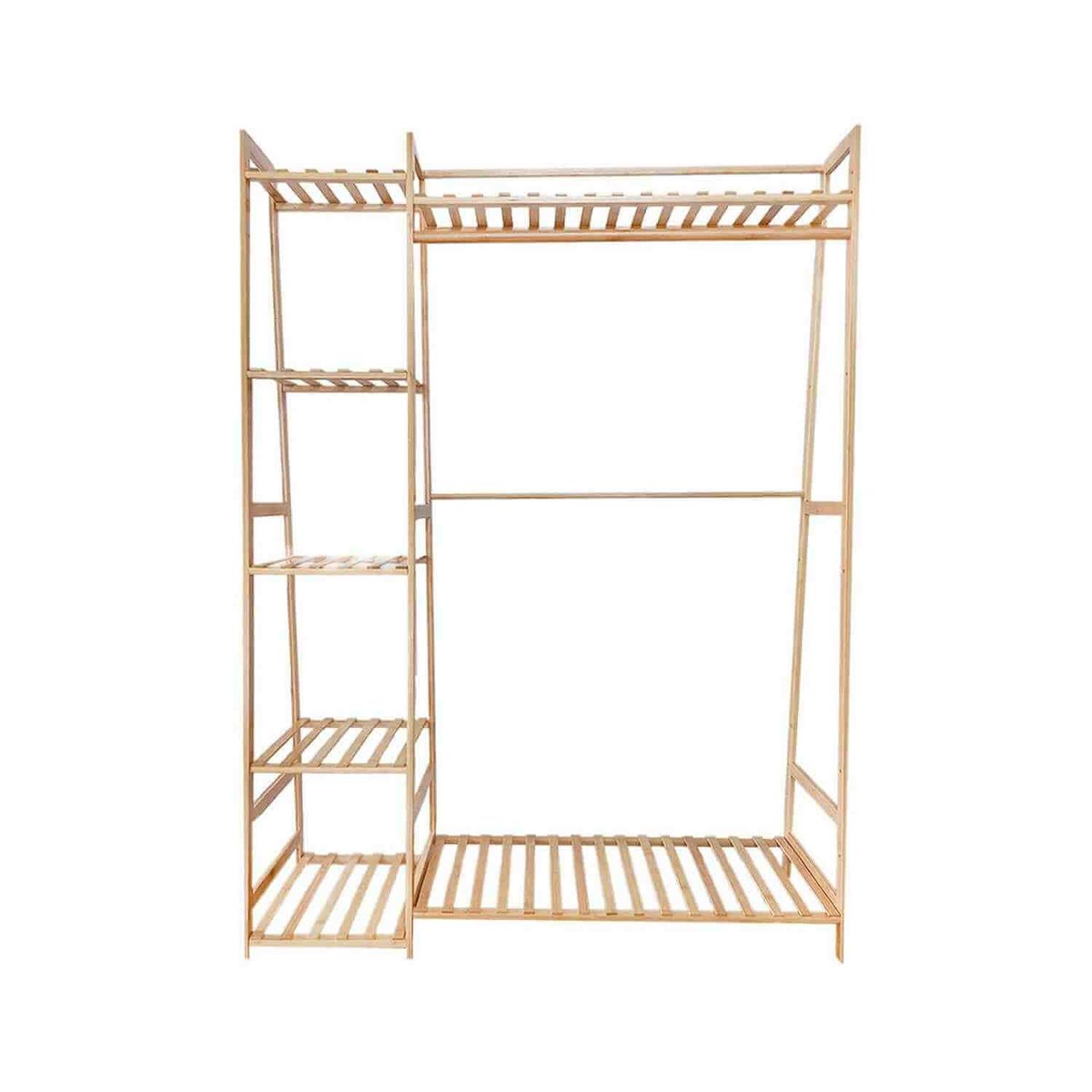 SOHOGAR - Perchero organizador de madera 5 niveles 110x40x140 cm