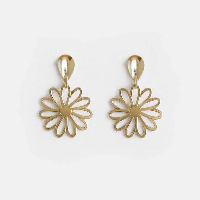 PSK JOYAS - Aro Mujer Enchape Oro 18 Kilates Psk joyas Flor Margarita