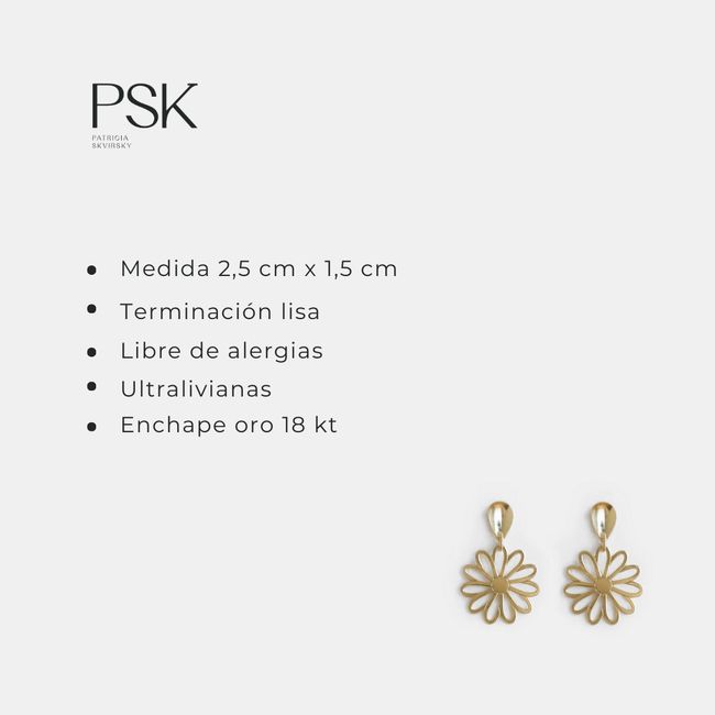 PSK JOYAS - Aro Mujer Enchape Oro 18 Kilates Psk joyas Flor Margarita