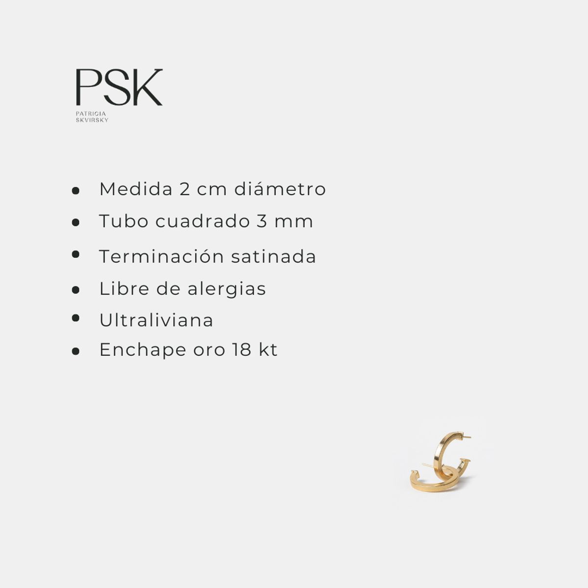 PSK JOYAS - Argolla mujer enchape oro 18 kt psk joyas Rocío 1096 xs