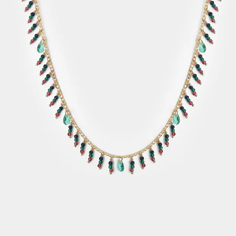 PSK JOYAS - Collar Mujer Enchape Oro 18 Kt Piedras Pskjoyas angelina Colorido