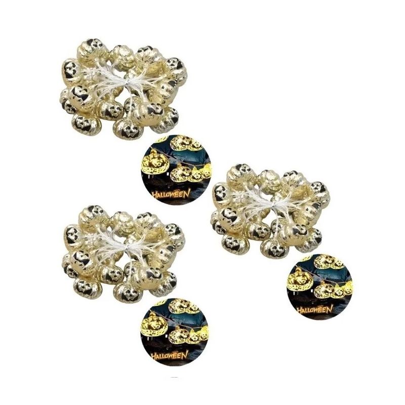 GENERICO - Pack X3 Calabazas De Halloween Luces 2m Luz Led Guirnalda