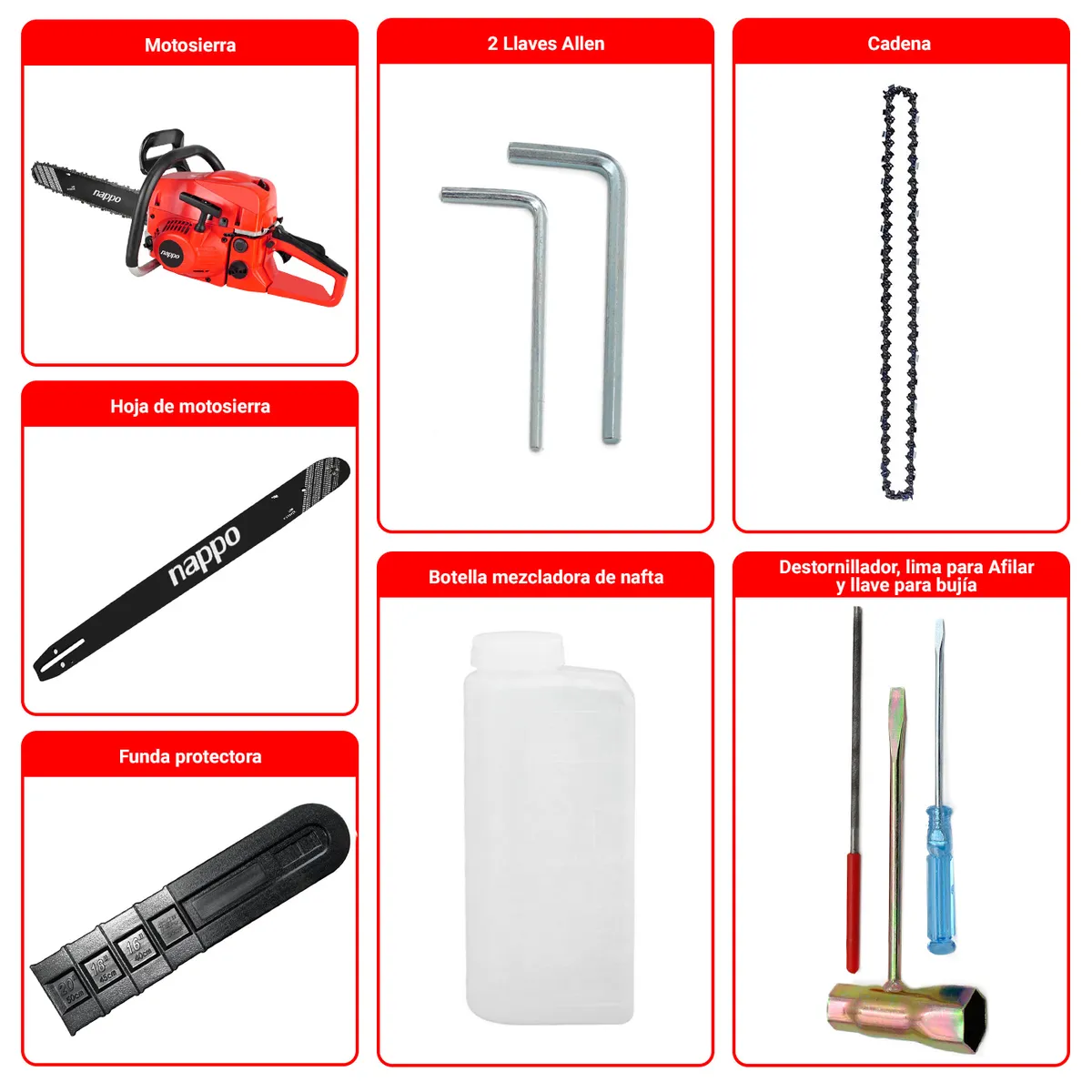 NAPPO - Motosierra Inalambrica a Gasolina NAPPO 20 2200W