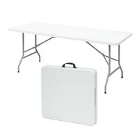 Mesa Plegable Tipo Maleta Blanca 180x72x72 cm