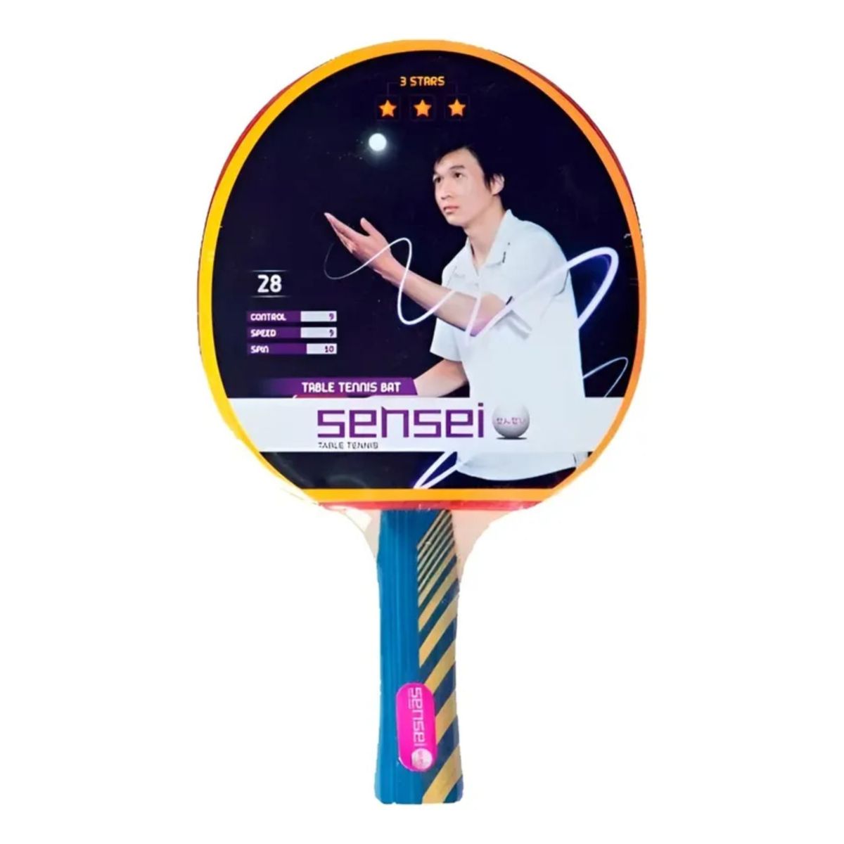 SENSEI - Paleta De Ping Pong Sensei 3 Star Negra Y Roja