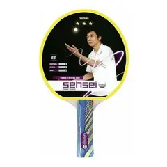 SENSEI - Paleta De Ping Pong 3 Star Negra Y Roja