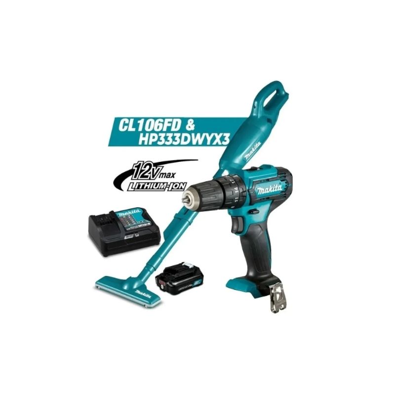 MAKITA - Kit Aspiradora Y Taladro Percutor 12v Makita Cl106fdz-4