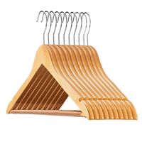 Colgadores De Ropa Madera Set 10 Ganchos Antideslizantes