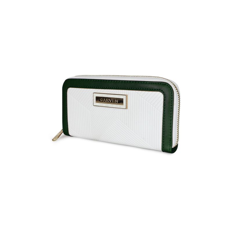 CARVEN - Billetera mujer Greta blanco y verde Carven Paris