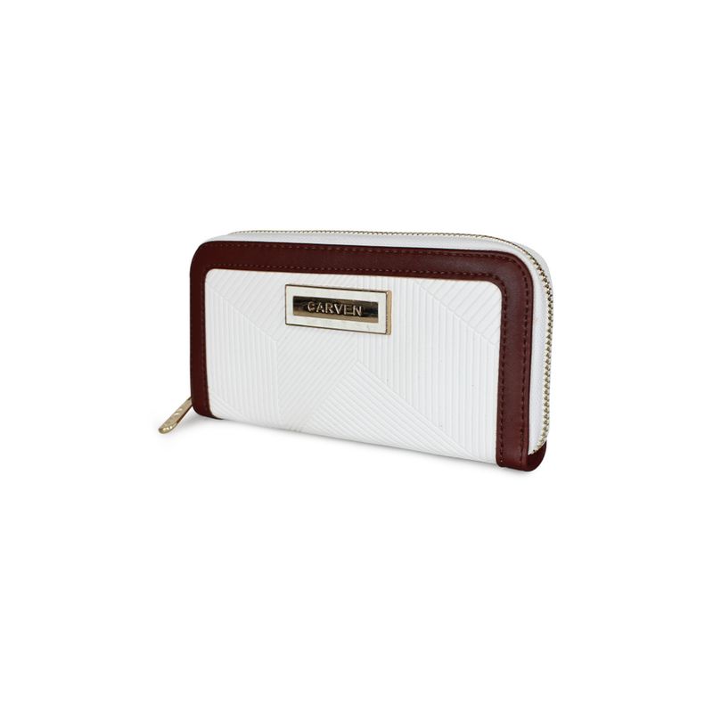CARVEN - Billetera mujer Greta blanca y burdeo Carven Paris