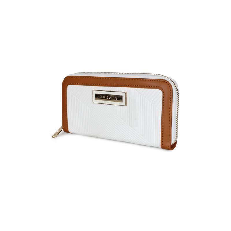 CARVEN - Billetera mujer Greta blanco y brown Carven Paris