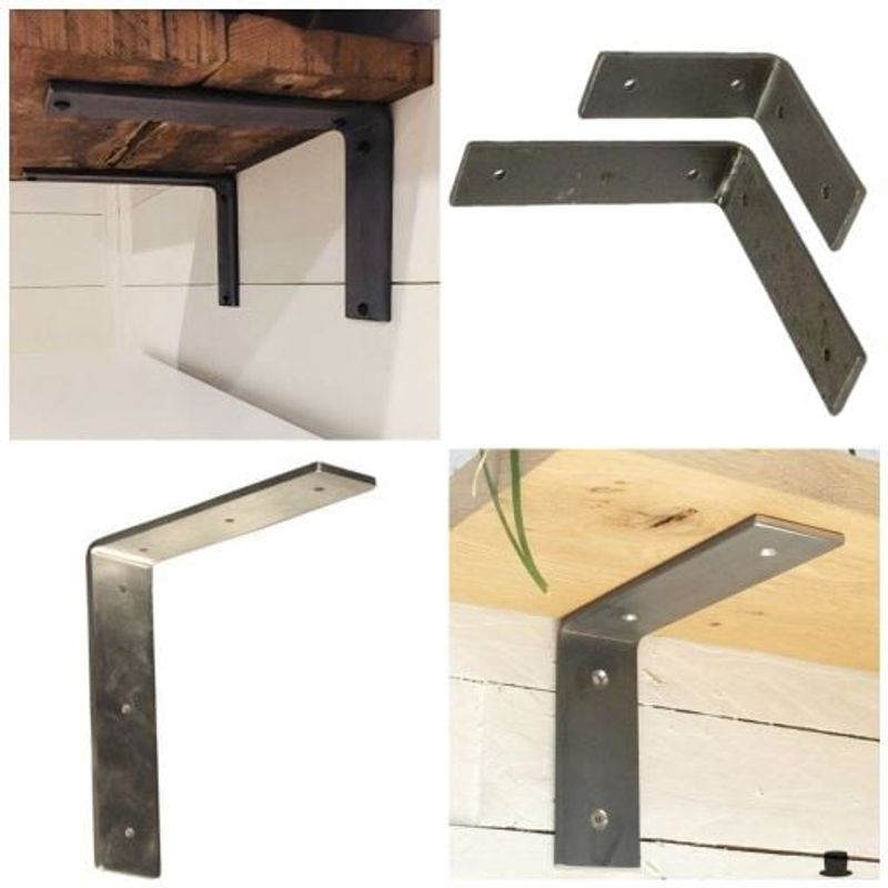 GENERICO - Escuadra industrial para repisa tipo L 15 cm(2 Unidades)