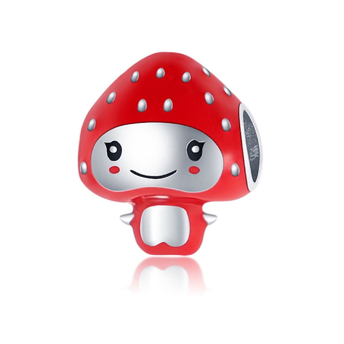 SILVER HEART - Charm Hongo Rojo en Plata Fina 925 SILVER HEART