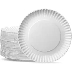 GENERICO - 100 Plato De Carton Blanco Desechables Uso Comun 18 Cm Diame