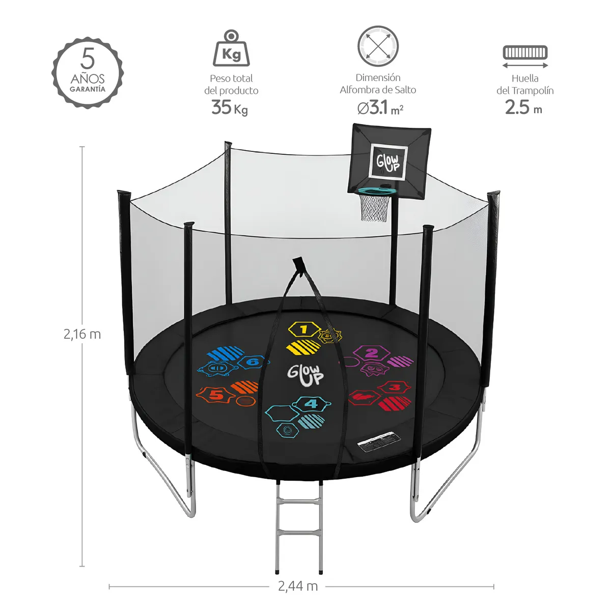 GLOWUP - Cama Elástica GlowUp 8ft 244Mt Limited Edition