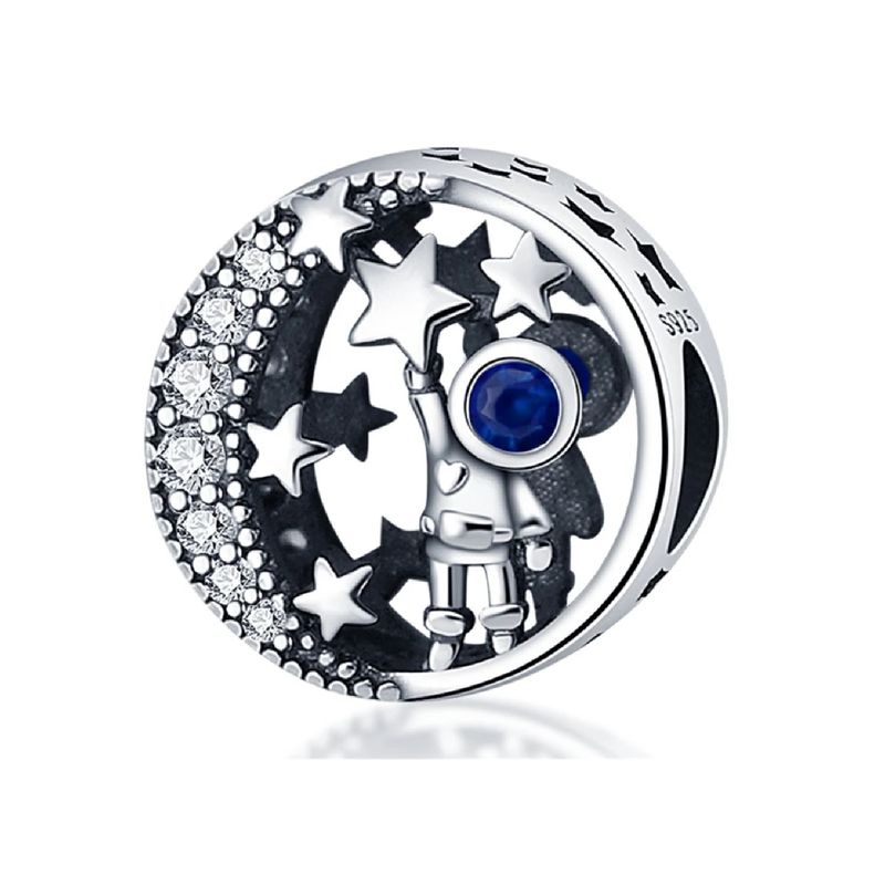 SILVER HEART - Charm Astronauta y Estrellas en Plata Fina 925 SILVER HEART