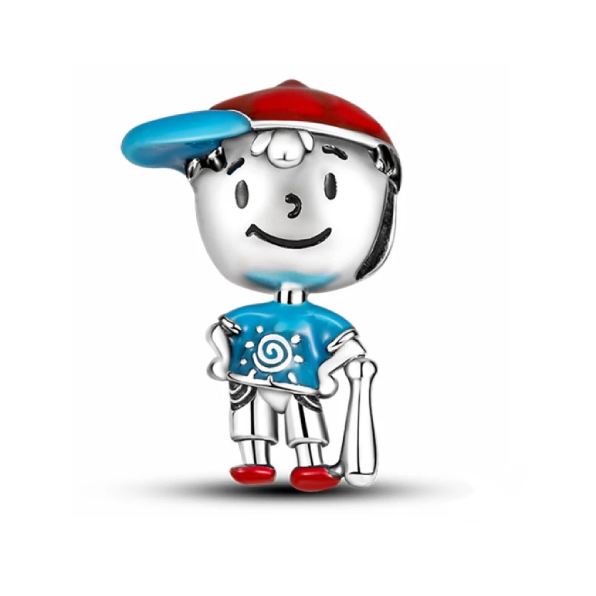 SILVER HEART - Charm Niño Beisbolista en Plata Fina 925 SILVER HEART