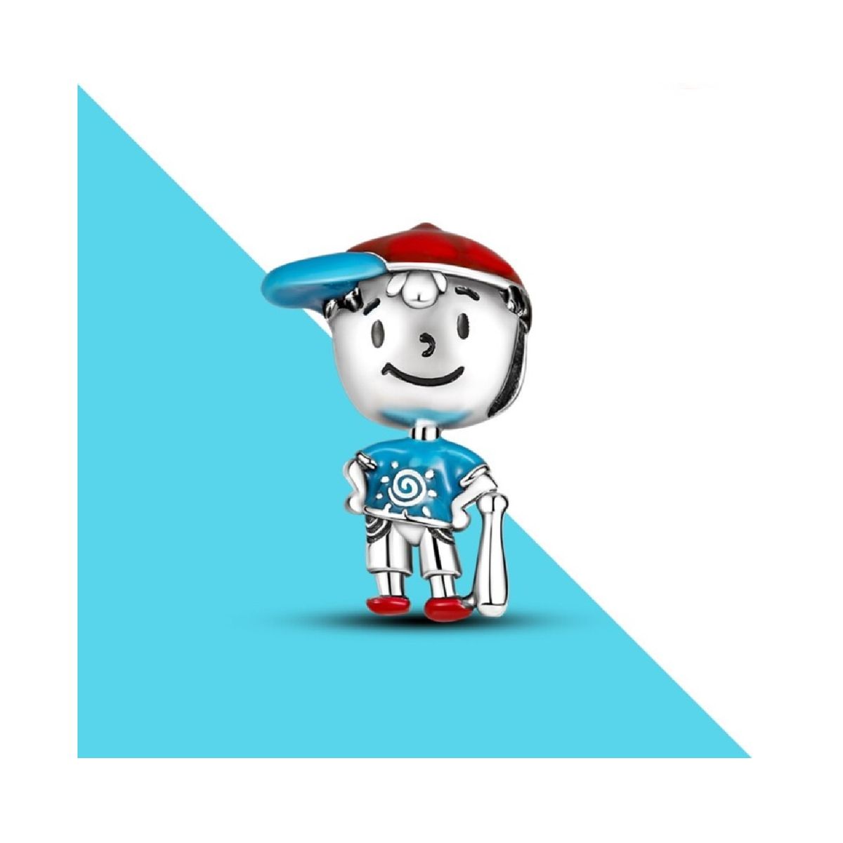 SILVER HEART - Charm Niño Beisbolista en Plata Fina 925 SILVER HEART