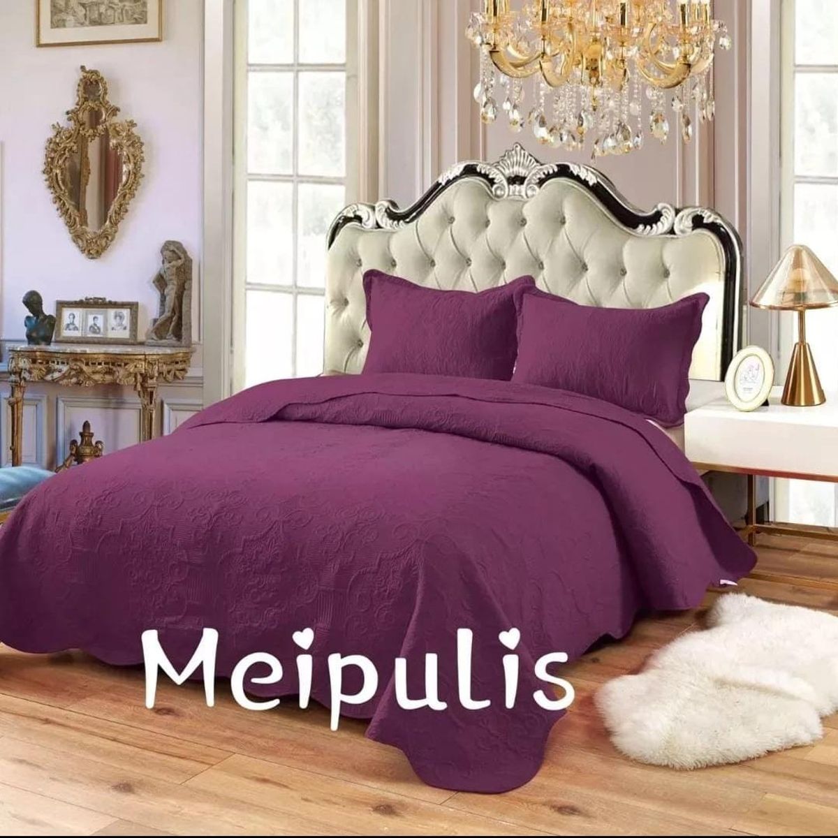 GENERICO - Cobertor tipo Quilt de Verano 2 plazas Cubrecamas Violeta