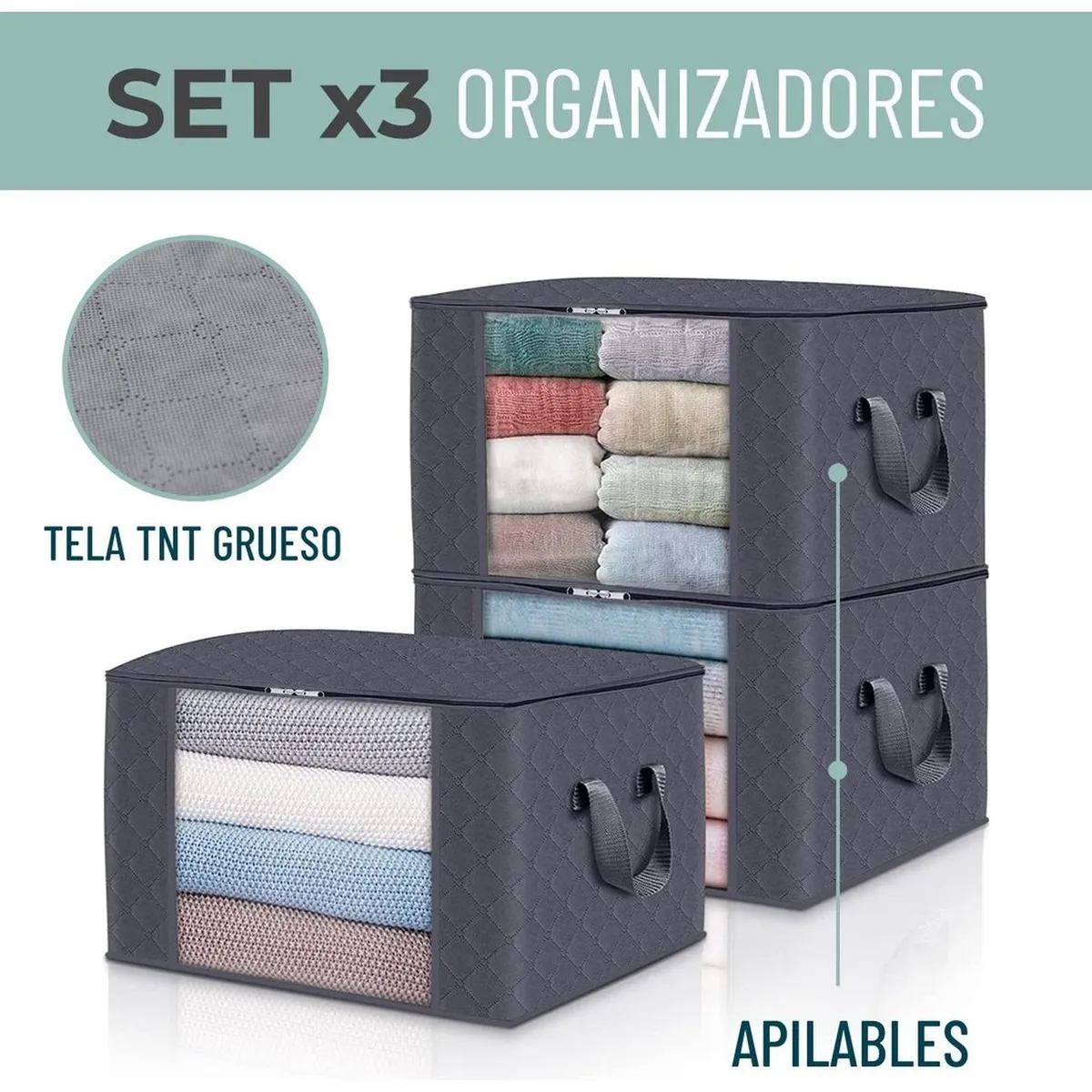 CASATUA - Bolsas Organizador Ropa Casatua Set 3 Unids Almacenamiento