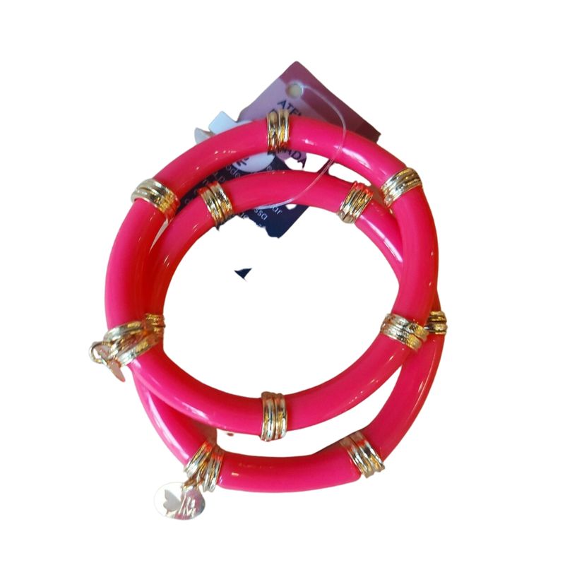 GENERICO - Conjunto de 2 pulseras resina y metal neon