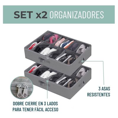 Imagen 2 del producto Organizador de Zapatos Almacenamiento Bajo Cama Zapatero x2