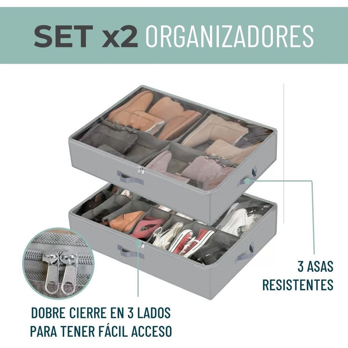CASATUA - Organizador de Zapatos Almacenamiento Bajo Cama Zapatero 16