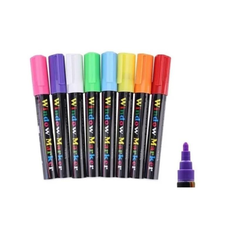 OFERTABKN - Kit 8 Plumones Tiza Liquida Para Pizarra Led, Vidrio, Fluor