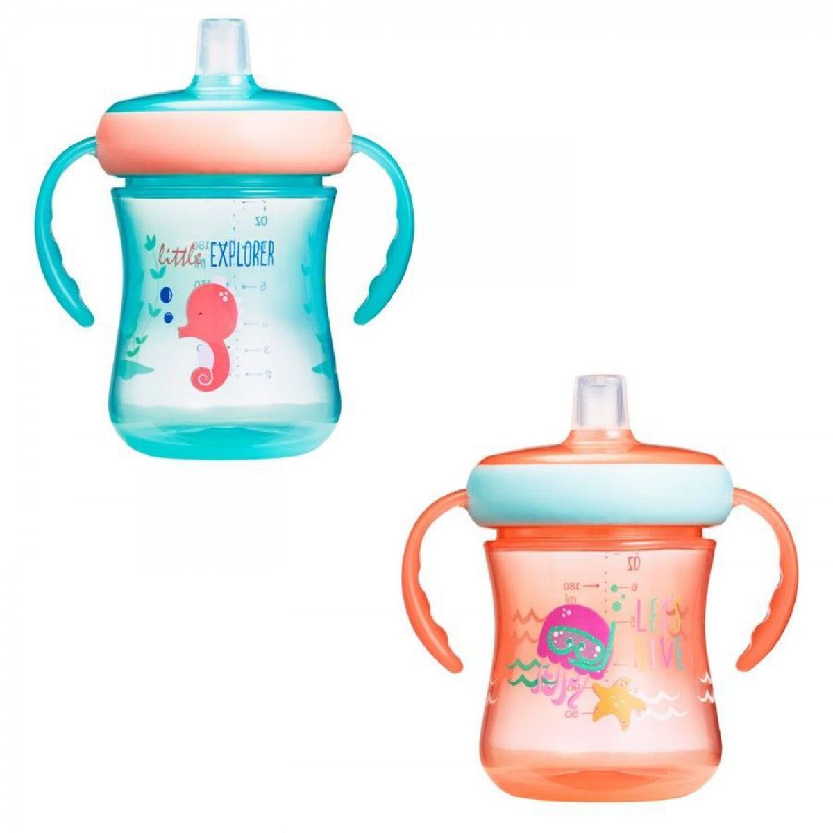 THE FIRST YEARS - VASOS ANTIDERRAME CHUPETE SILICONA 207ML CON ASAS