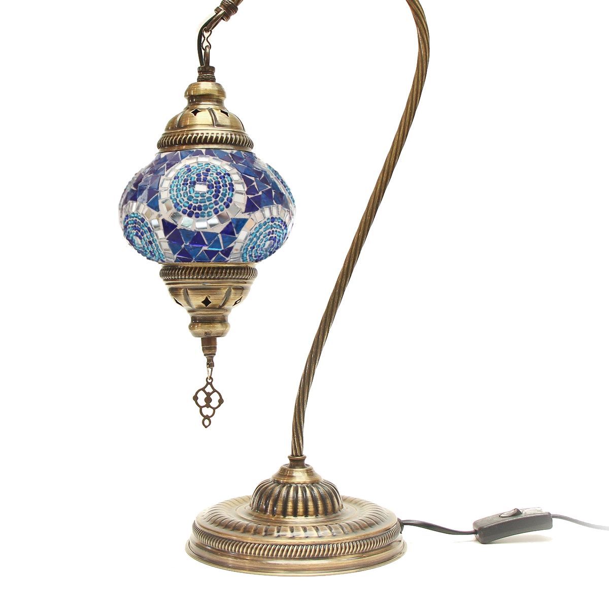 TURKUAZ - Lámpara turca cisne S Remolinos azules