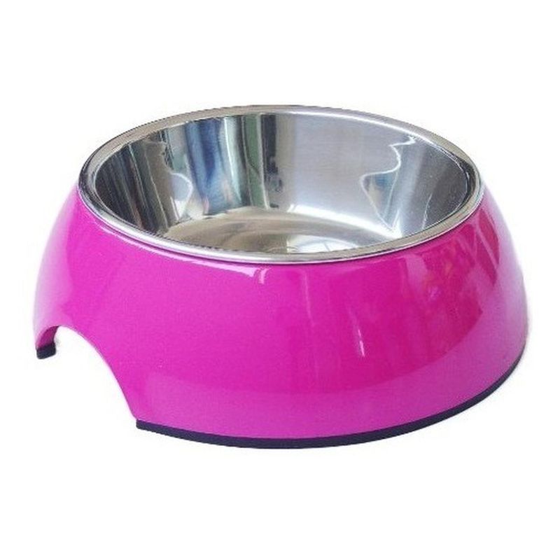 MASCAN - Plato Melamina Sólido Redondo Fucsia Talla L Perro