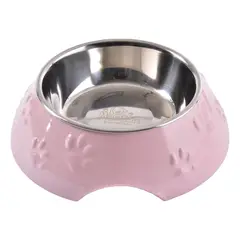 MASCAN - Plato Huellitas Rosado Para Perro S