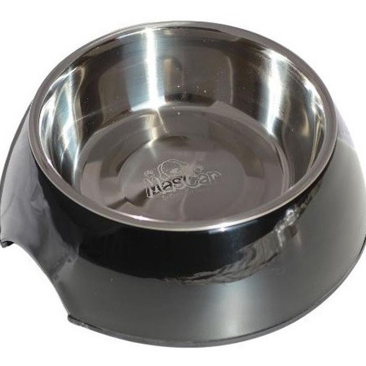 MASCAN - Plato Melamina Sólido Redondo Negro Talla M Perro