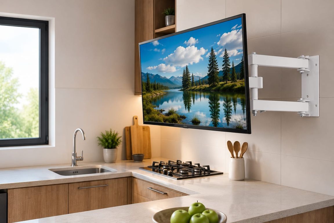 BRASFORMA Soporte de TV para COCINA con brazo de 33cm Inclinable 10" a 55" sbrp140b